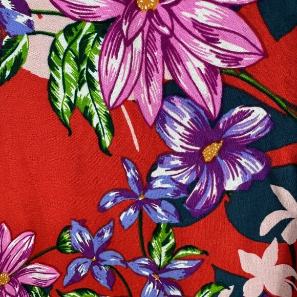 3/$25 Cupio Tropical Floral High Low Tunic Dress S Sleeveless Sundress Red - Picture 9 of 10